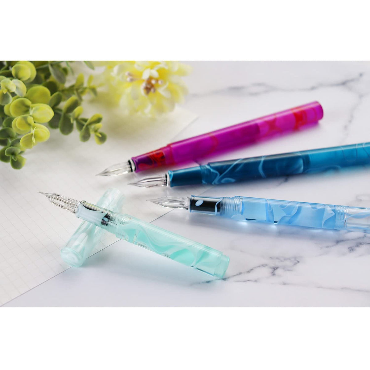 Teranishi Chemical Industry Glass Pen with Cap Peacock Blue