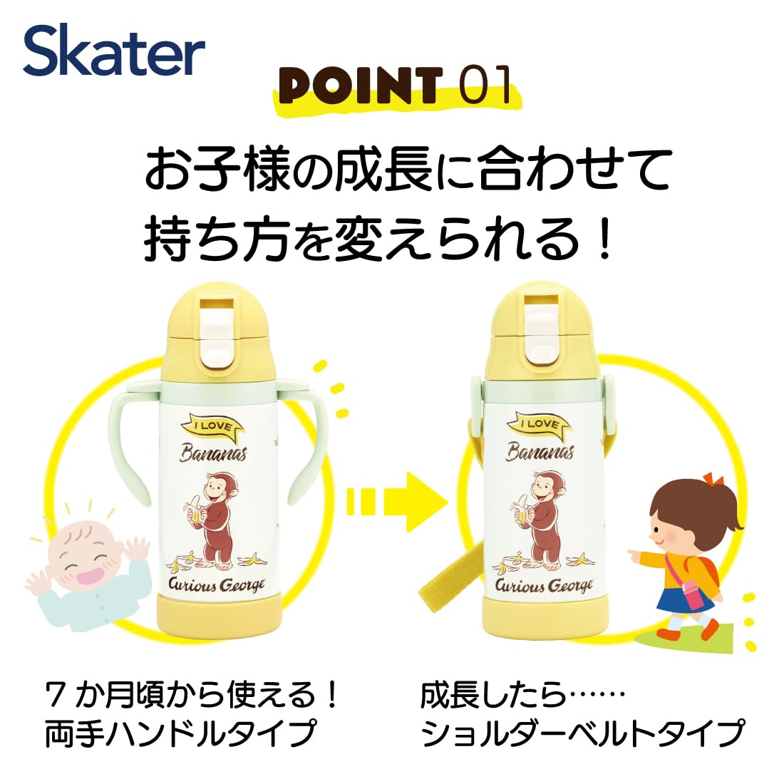 Skater Stainless Steel Baby Mug with Straw 350ml for Kids