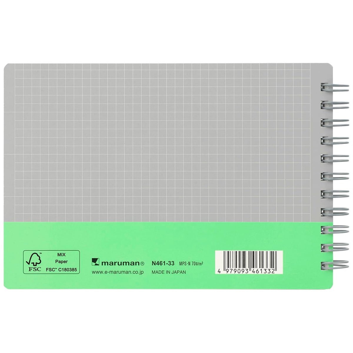 Maruman Pocket Size Ring Notebook with 4mm Grid Light Green