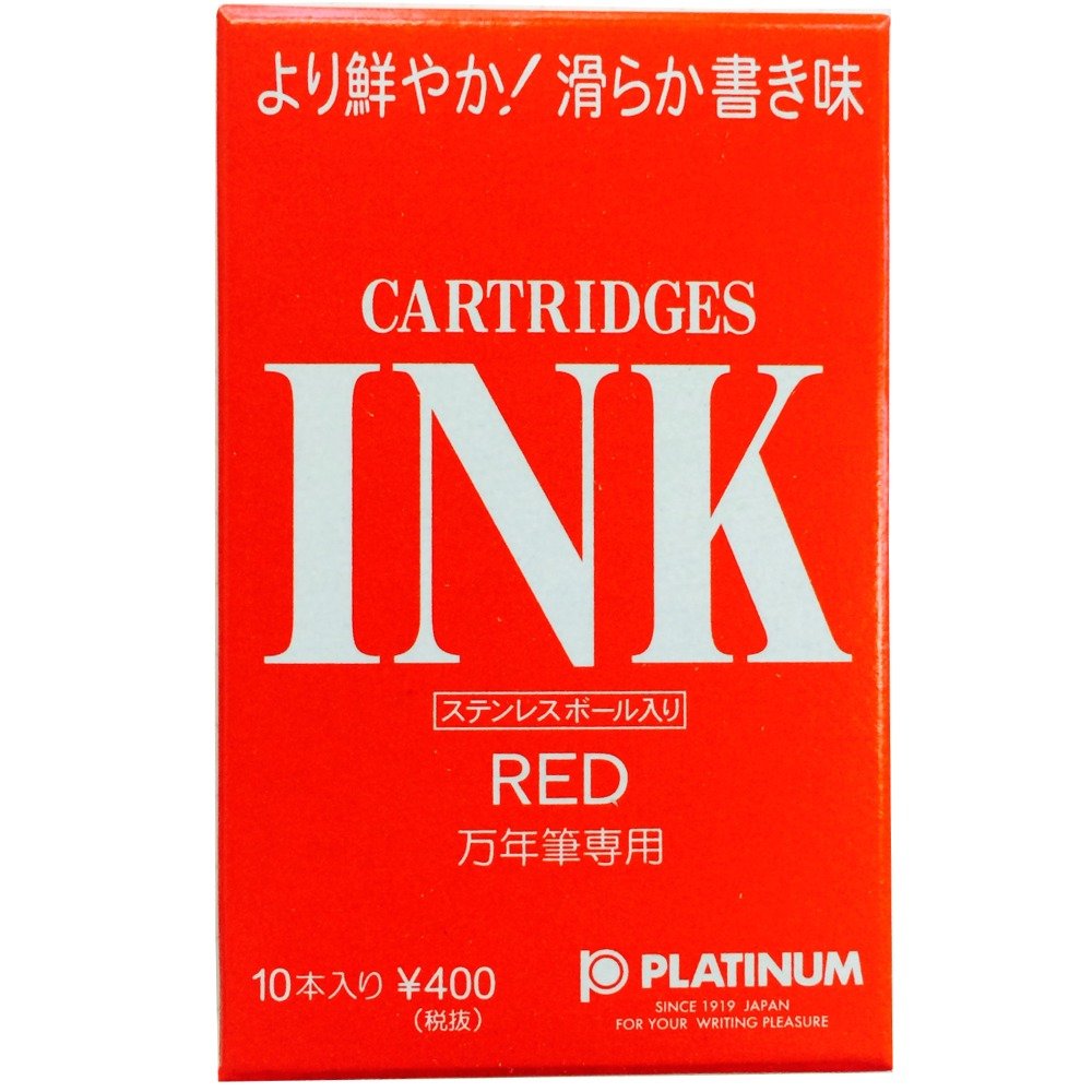 PLATINUM Fountain Pen Ink Cartridges Red 10-Pack