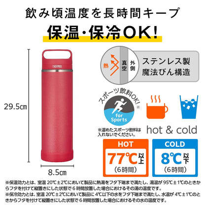 THERMOS Vacuum Insulated Travel Mug with Carry Handle 1L Red