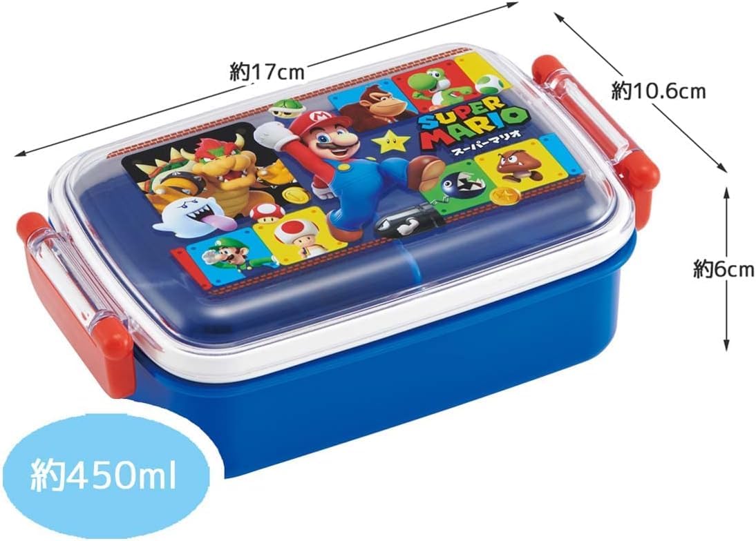 Skater Lunch Box for Kids 450ml with Dome Lid Featuring Super Mario
