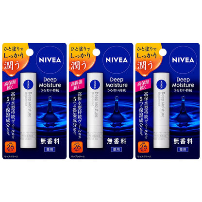 NIVEA Fragrance-Free Deep Moisture Lip Balm 3-Pack