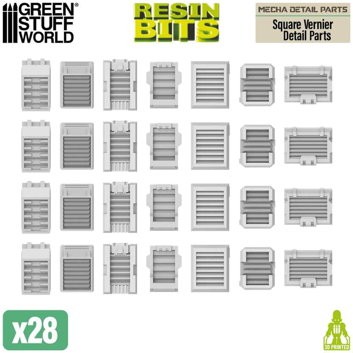 Green Staff World Square Exhaust Unit Detail Parts Set of 28