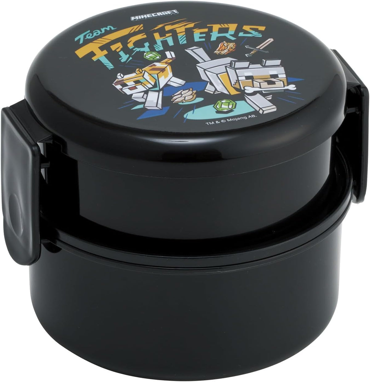 Skater Round Lunch Box 500ml with Fork for Kids Featuring Minecraft Design