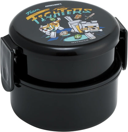 Skater Round Lunch Box 500ml with Fork for Kids Featuring Minecraft Design