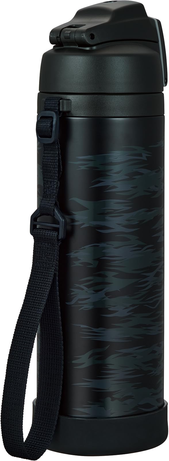 THERMOS Vacuum Insulated Sports Bottle with Strap 1L Black Gray