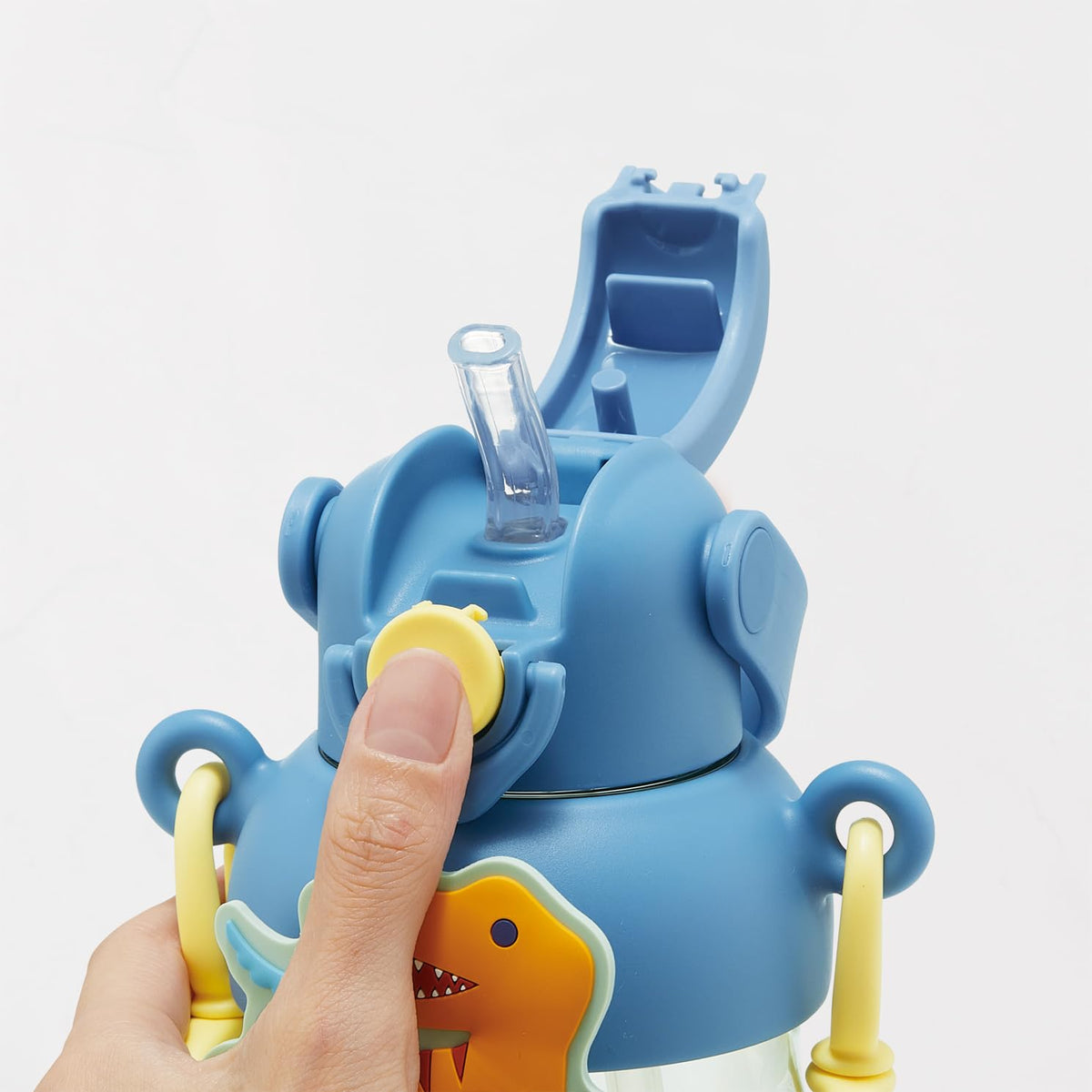 Skater Straw Bottle with Rubber Mascot 650ml for Kids