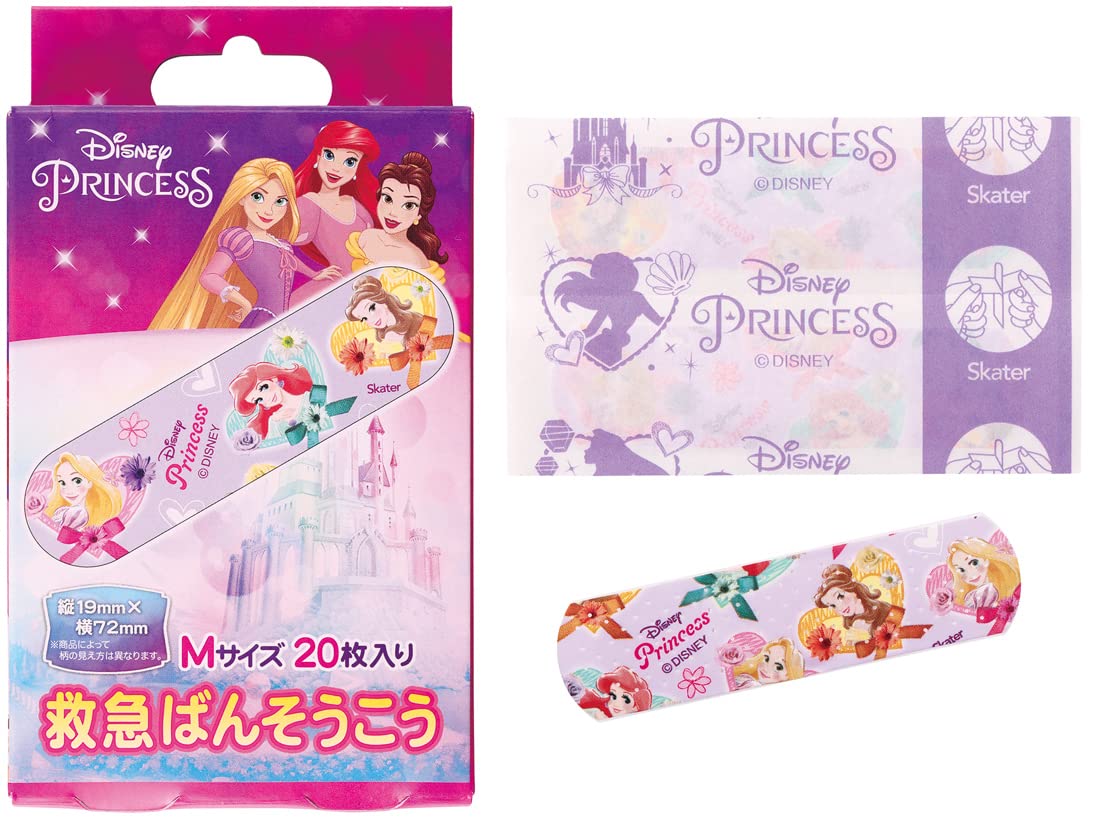Skater Band-Aids for Kids Disney Princess M Size 20 Count