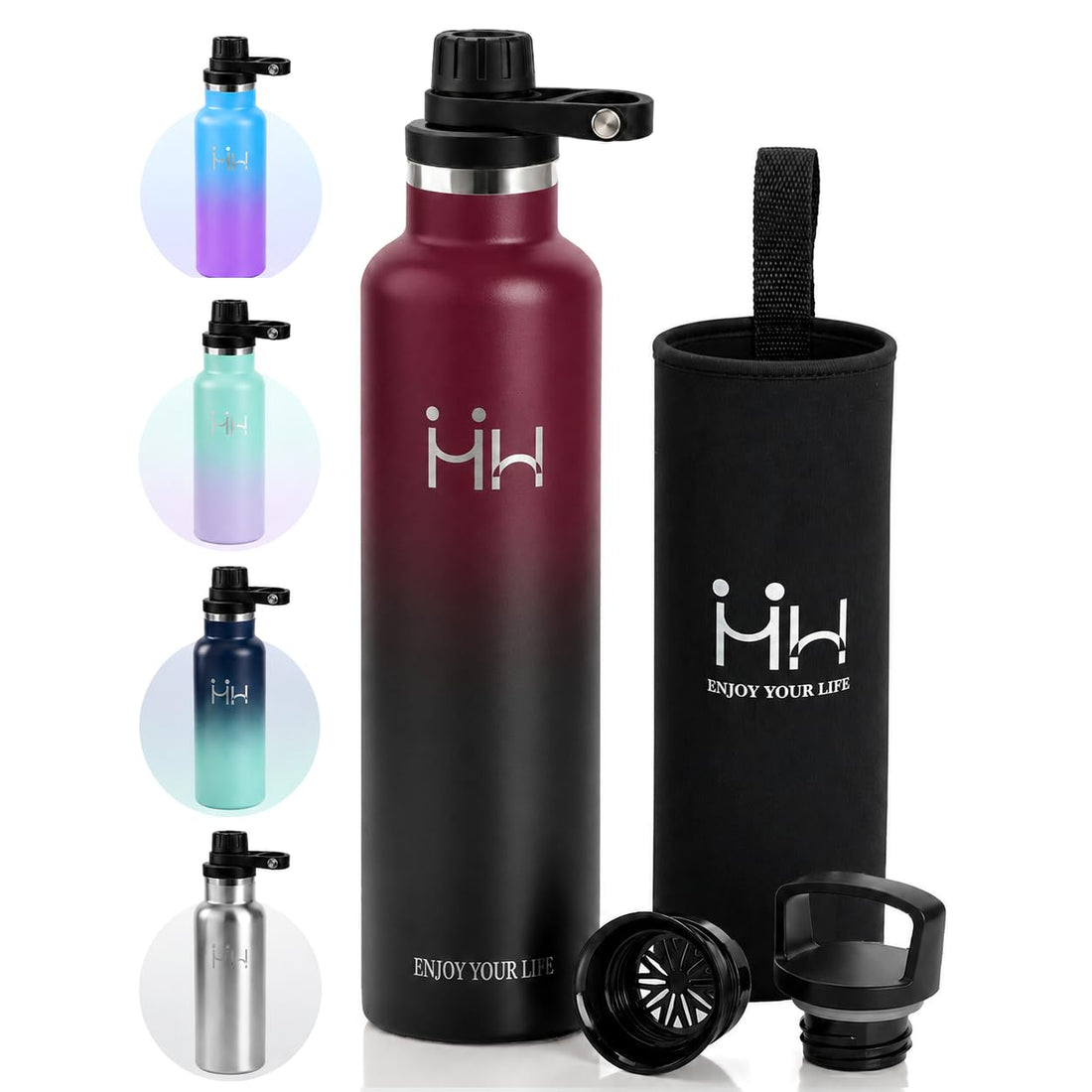 HoneyHolly Insulated Water Bottle 1 Liter with Wide Mouth Design