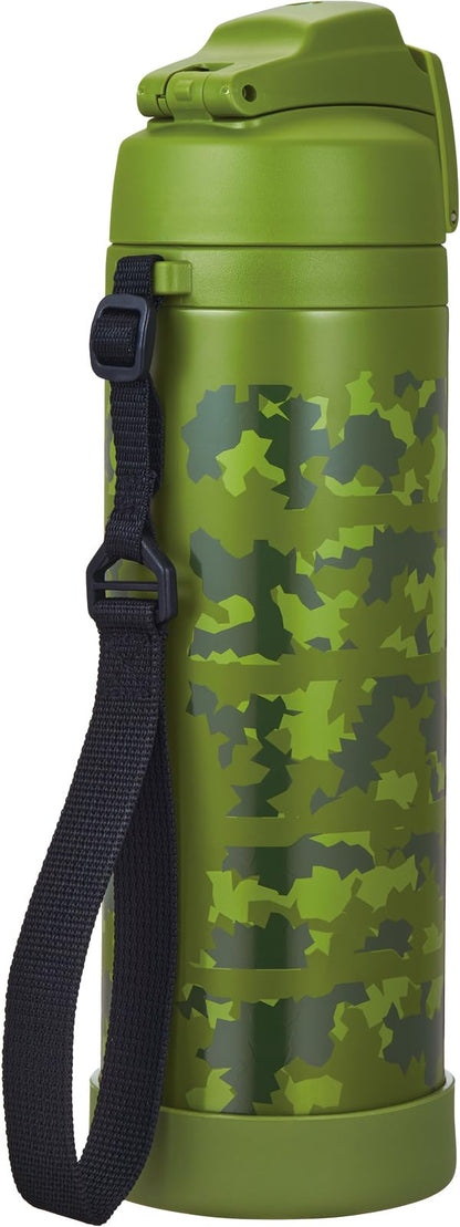 THERMOS Vacuum Insulated Sports Bottle with Strap 1L Olive Camouflage