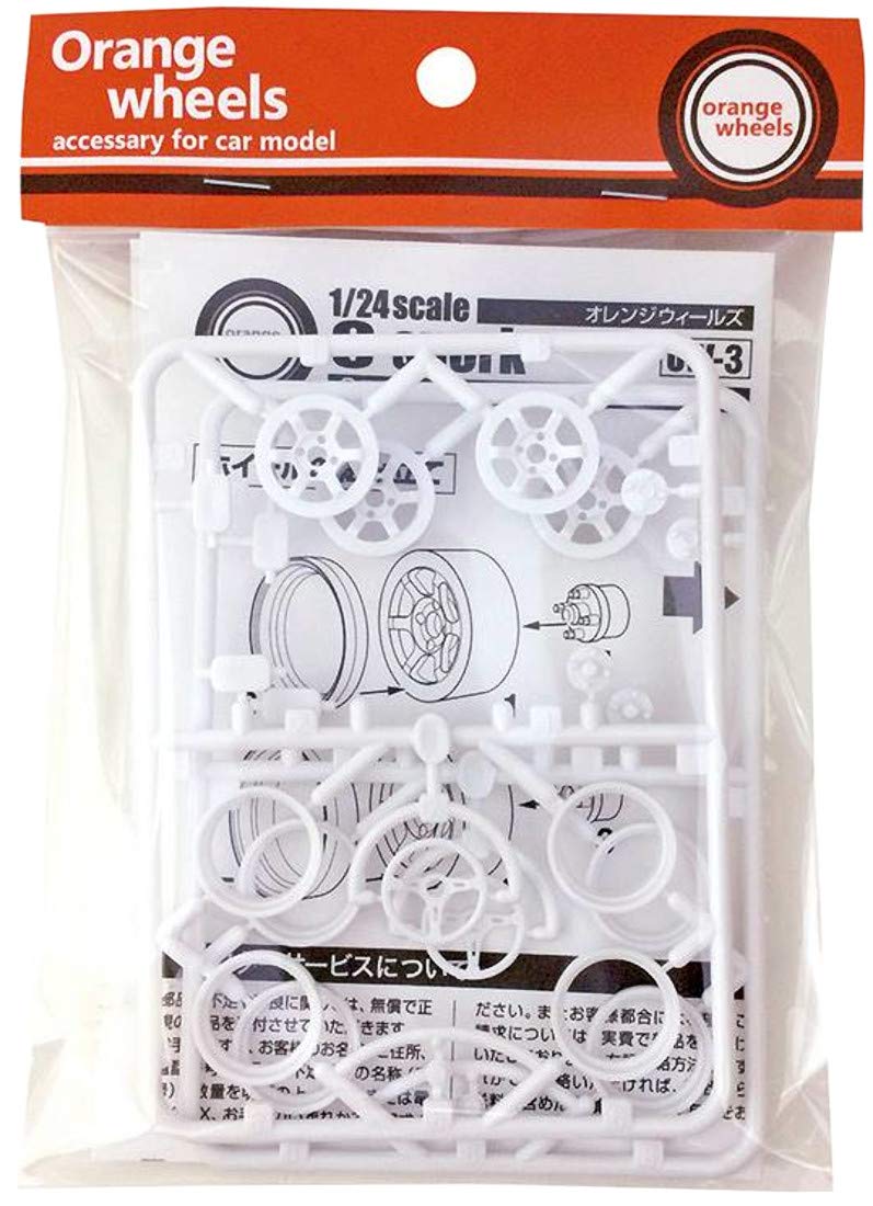Asuka Model 1/24 Orange Wheels 6-Spoke Model Parts
