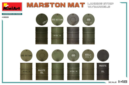 Miniart 1/48 Martson Mat Landing Strip Model with 12 Oil Cans