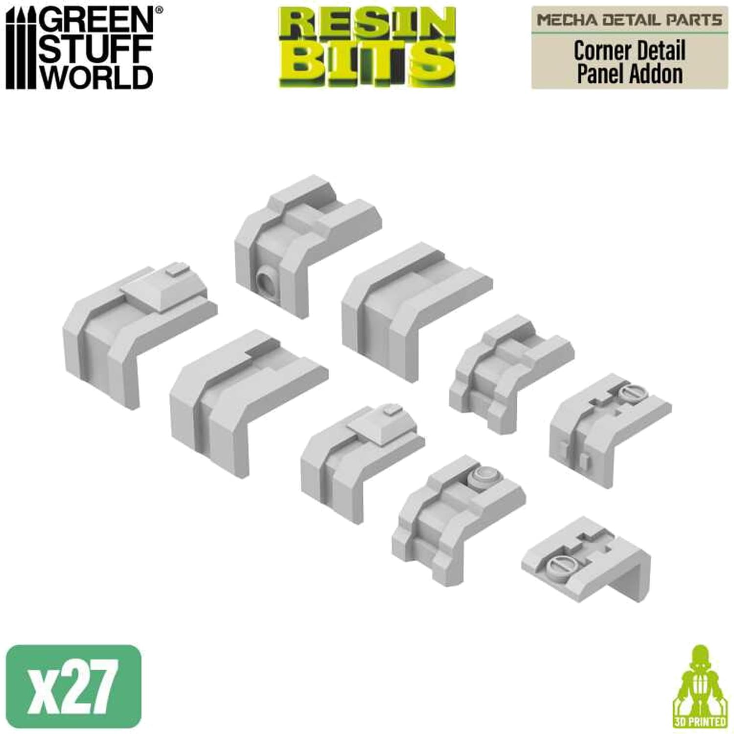 Green Staff World Mecha Detail Parts Corner Panel Add-On Set of 27
