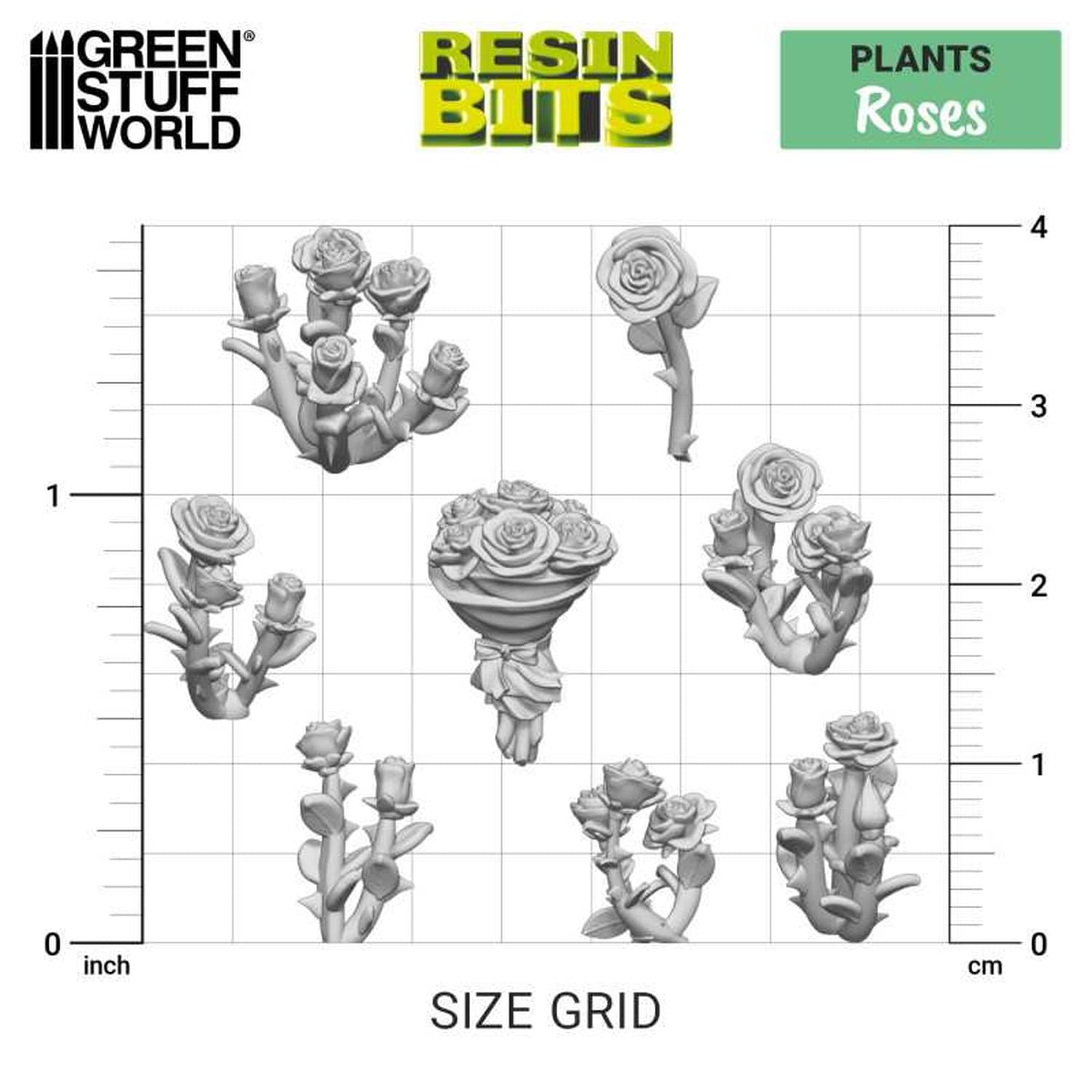 Green Stuff World Non-Scale 3D Printed Rose Model Kit