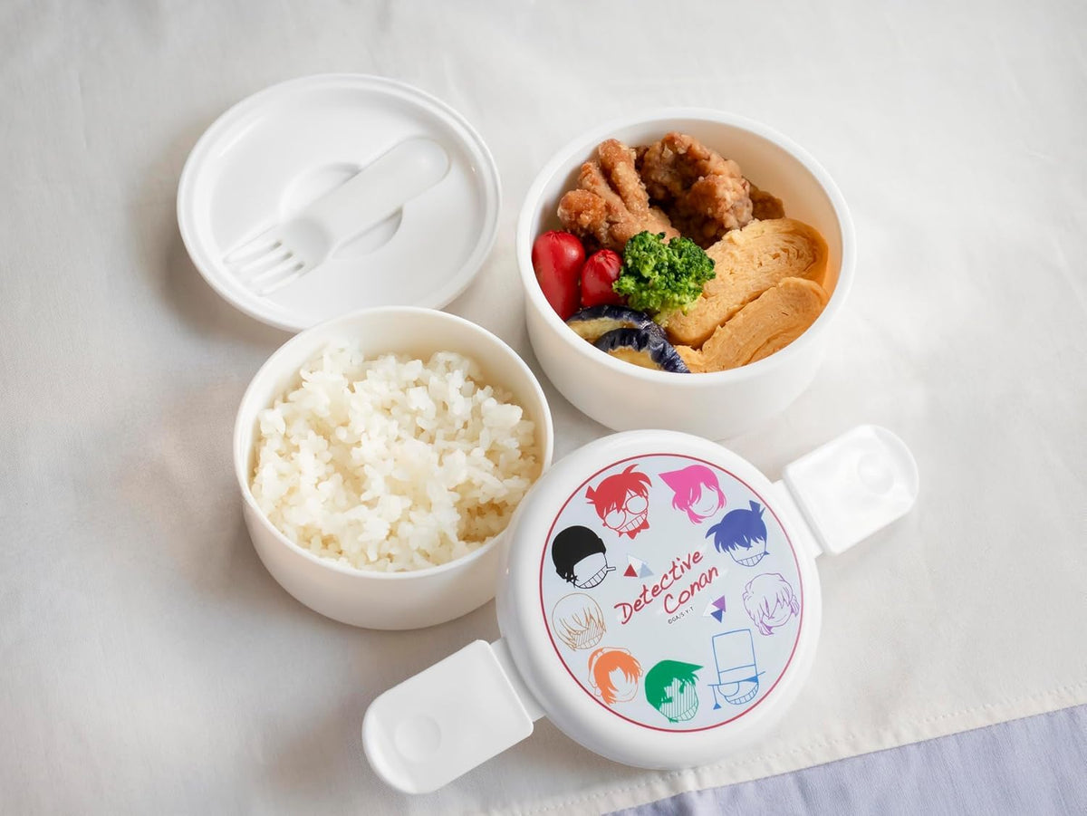 Skater Round Lunch Box 500ml with Fork Made in Japan