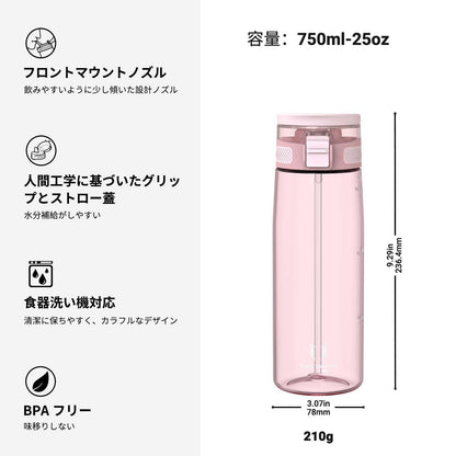 Super Sparrow Water Bottle 750ml BPA-Free with Straw