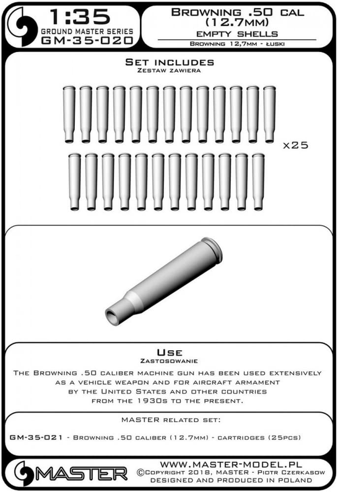 Master 1/35 Scale Browning .50 Caliber Shell Casings Model Parts Set