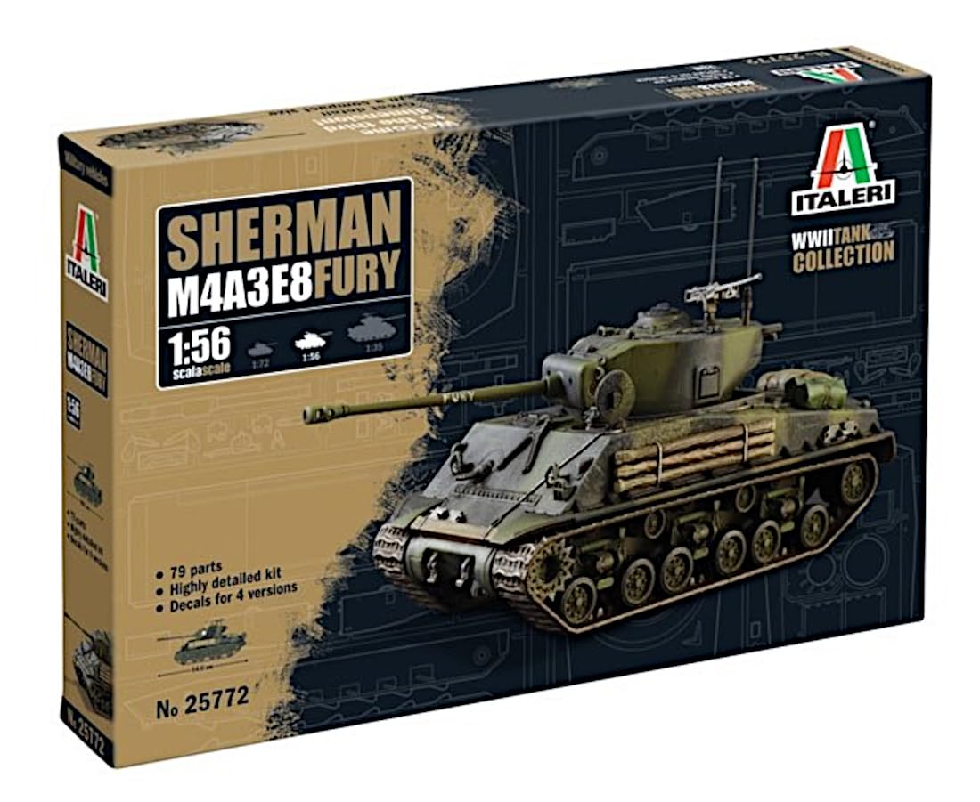 Italeri 1/56 Scale WW2 American M4A3E8 Sherman Easy Eight Model Kit