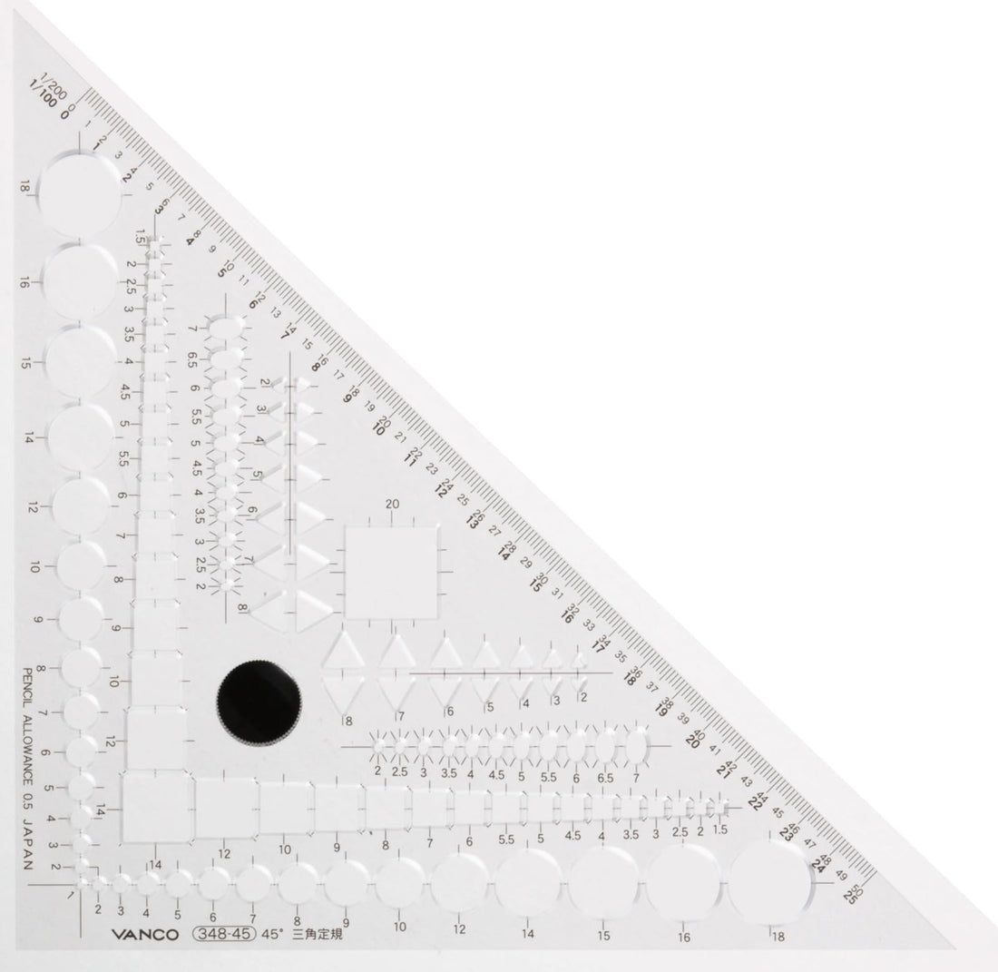 Vanco Triangle Ruler 45 Degree Template for Precision Drawing