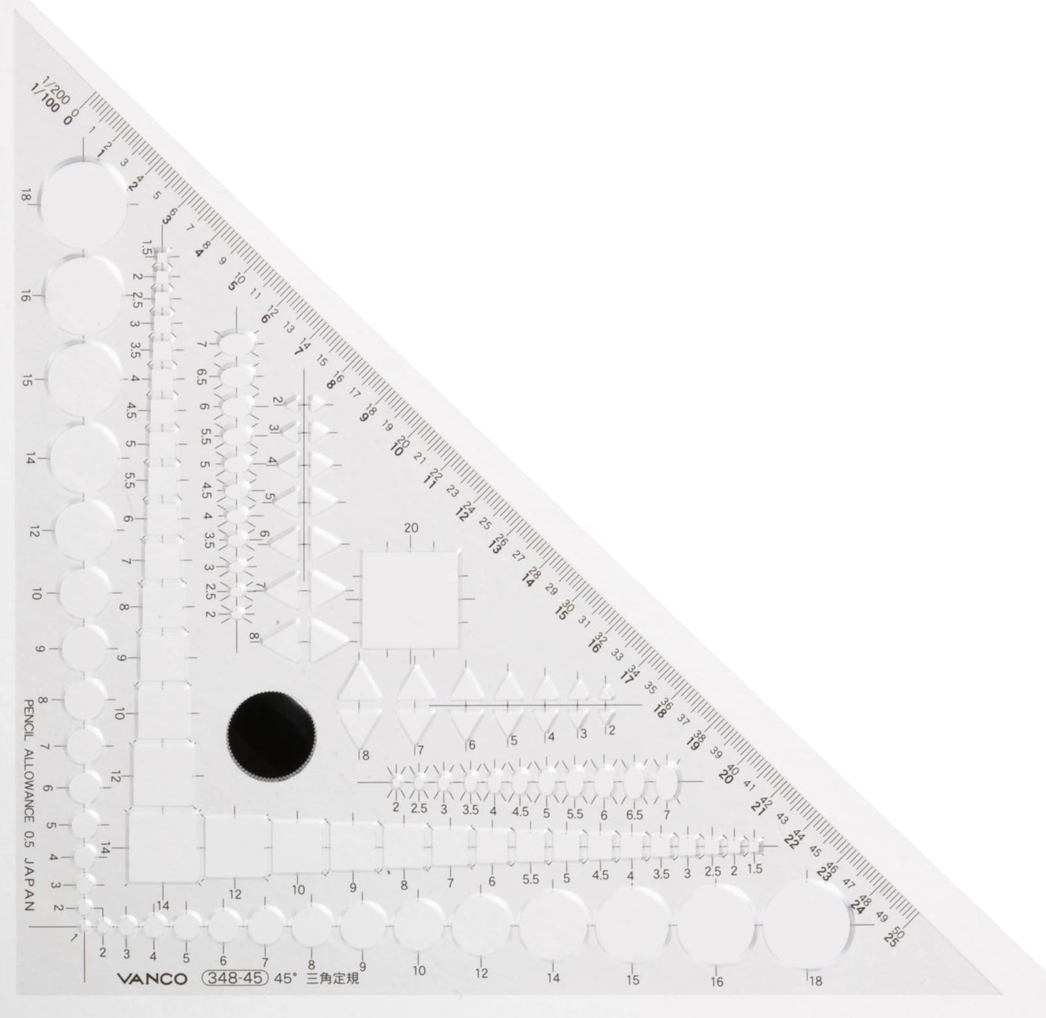 Vanco Triangle Ruler 45 Degree Template for Precision Drawing