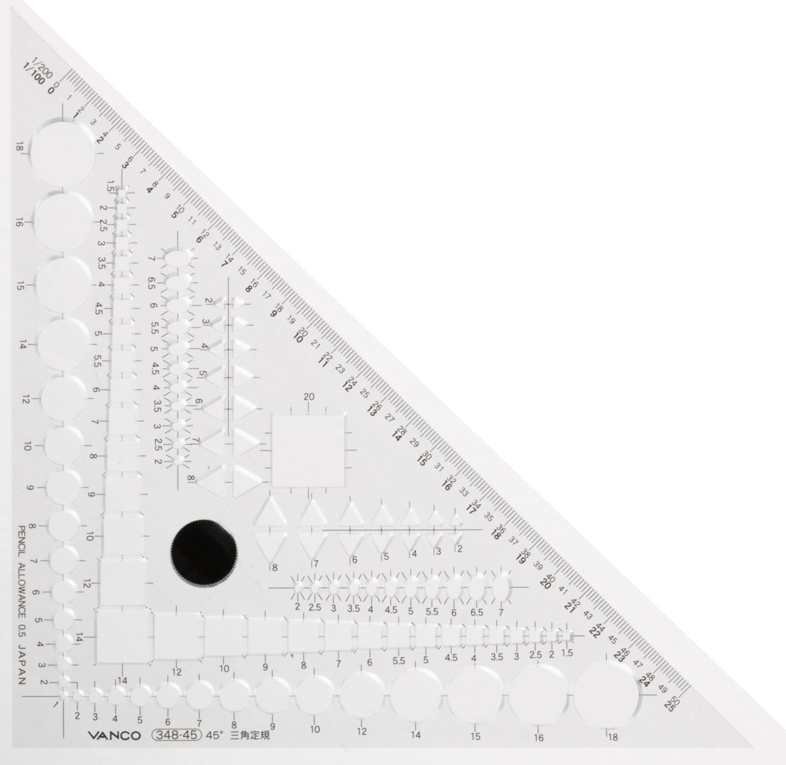 Vanco Triangle Ruler 45 Degree Template for Precision Drawing