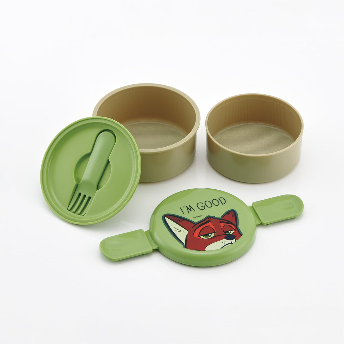 Skater Lunch Box with Fork 500ml Round Design Made in Japan