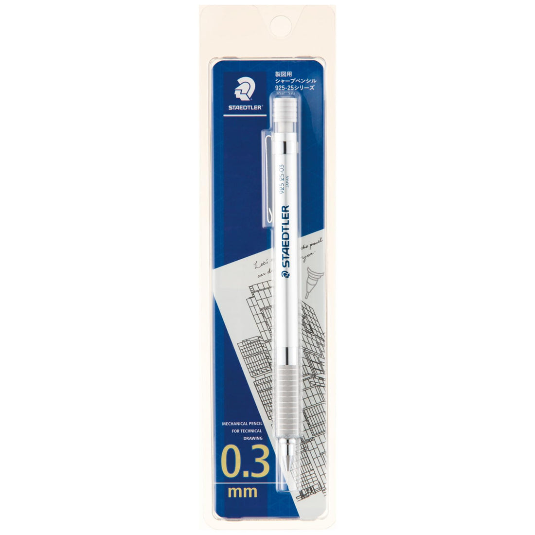 STAEDTLER Silver Series 925 25 Drafting Mechanical Pencil, 0.3 mm, Black
