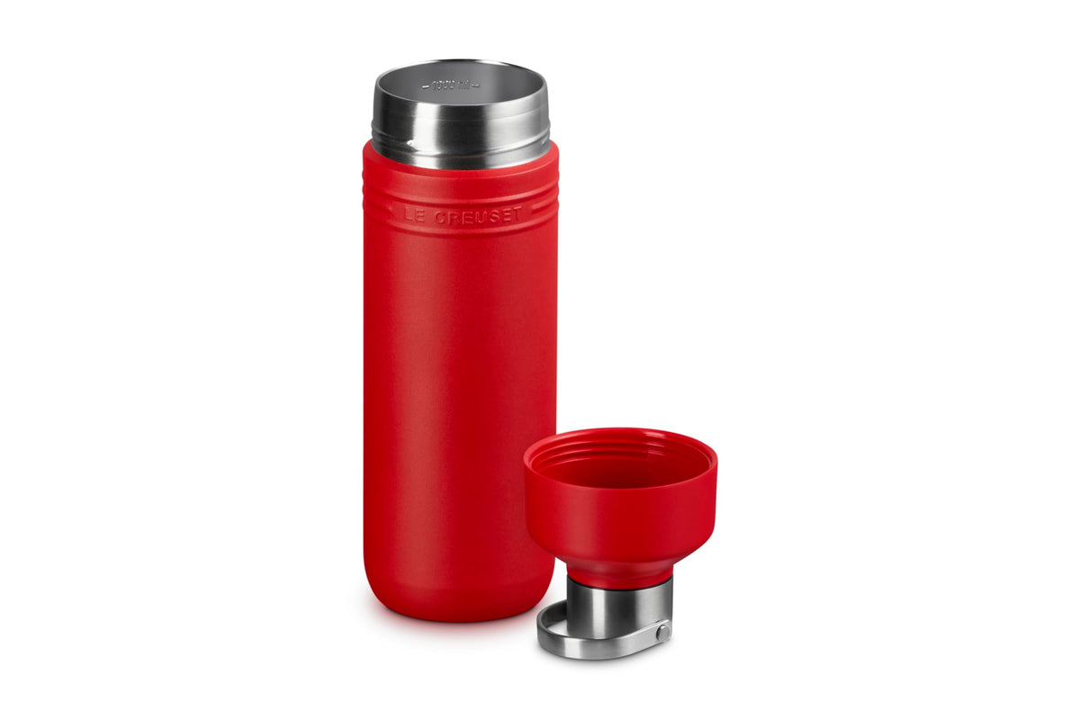 Le Creuset Stainless Steel Bottle 1000ml Cherry Red Vacuum Insulated