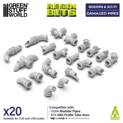 Green Stuff World 3D Printed Damaged Pipe Kit for Model Building