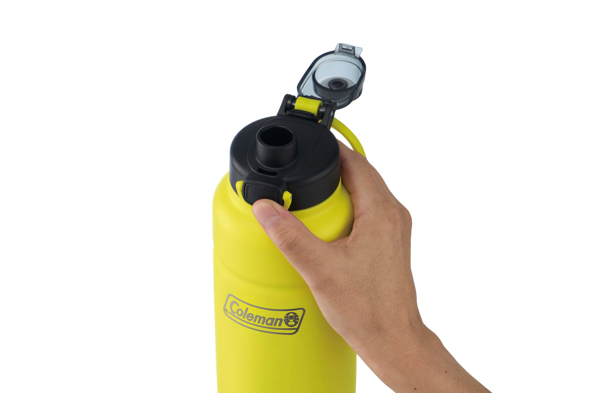 Coleman(コールマン) 真空断熱スポーツボトル/1.1L(ライムイエロー) 水筒 保冷 直飲み スポーツドリンク対応 ワンタッチオープン ハンドル付き セラミック加工