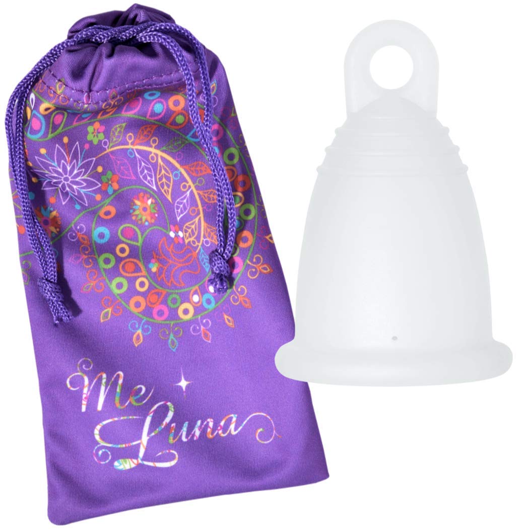 MeLuna Classic Menstrual Cup with Ring Handle Size L White
