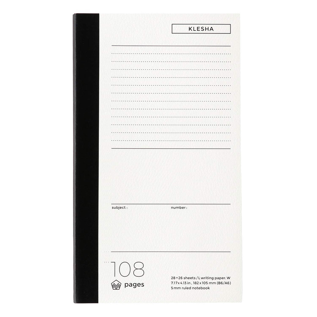 Life KLESHA N812 B6 Slim Ruled Notebook, Gray, 54 Sheets