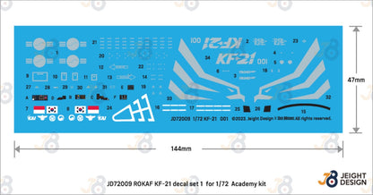 DEF.MODEL 1/72 Scale Korean Air Force KF-21 Borame Decal Set for Academy