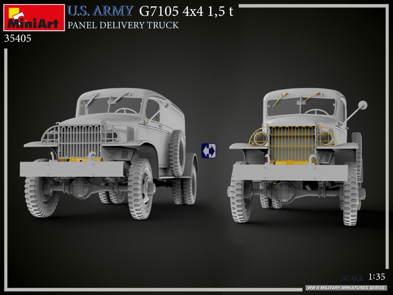 Miniart 1/35 Scale American G7105 4x4 1.5 Ton Panel Van Model Kit