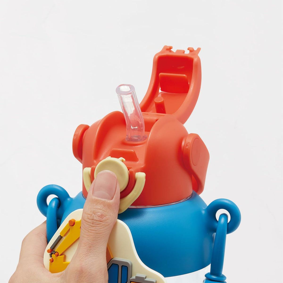 Skater Water Bottle with Rubber Mascot 650ml One-Push Open Lock