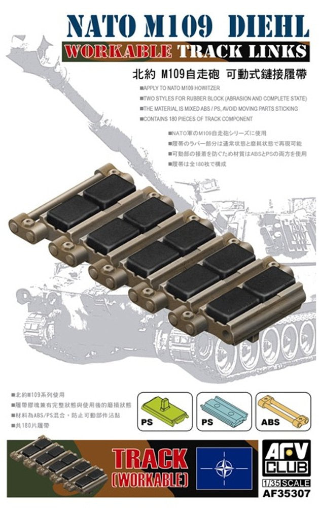 AFV Club 1/35 M109 Self-Propelled Howitzer Model Kit with Movable Tracks