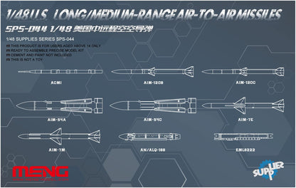 MENG 1/48 Scale Model Parts for US Military Air-to-Air Missiles