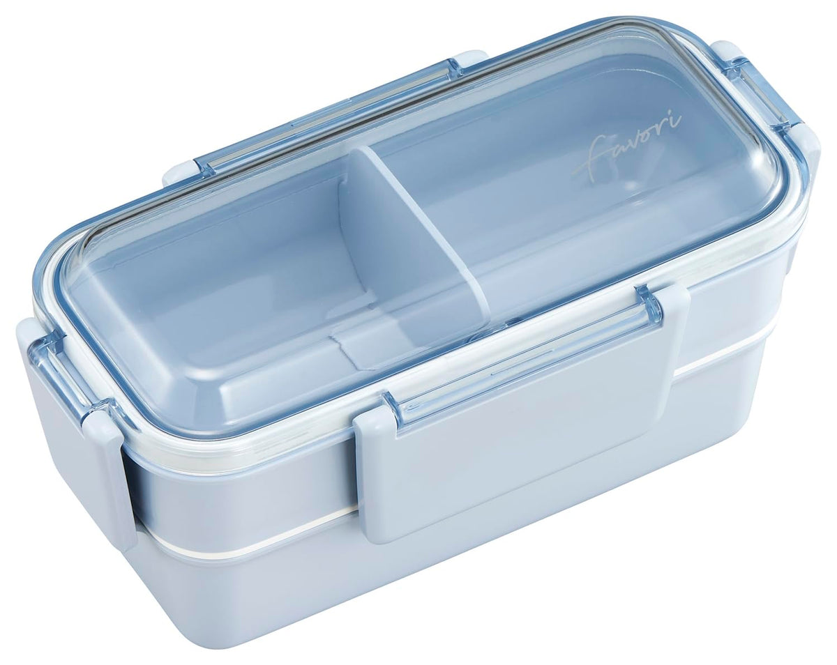OSK DISH UP LUNCH Two-Tier Lunch Box Blue Dishwasher and Microwave Safe