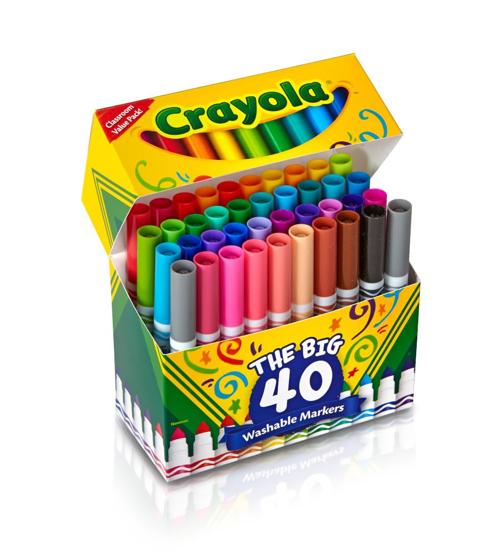 Crayola Washable Markers 40 Colors Big Set for Creative Fun