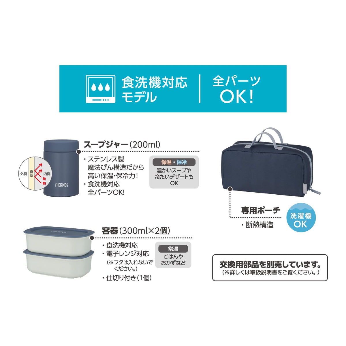 THERMOS Vacuum Insulated Soup Lunch Set 800ml with Carrying Pouch