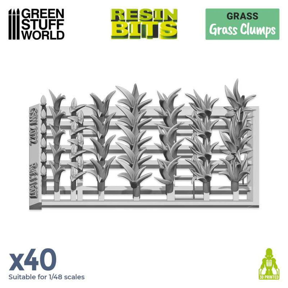 Green Stuff World Diorama Accessories 3D Printed Grass Clumps Set of 40
