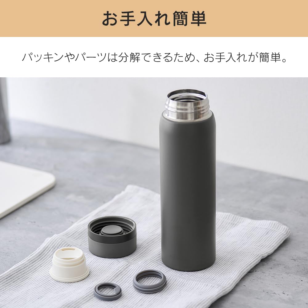 IRIS OHYAMA Insulated Water Bottle 500ml for Easy Office Use
