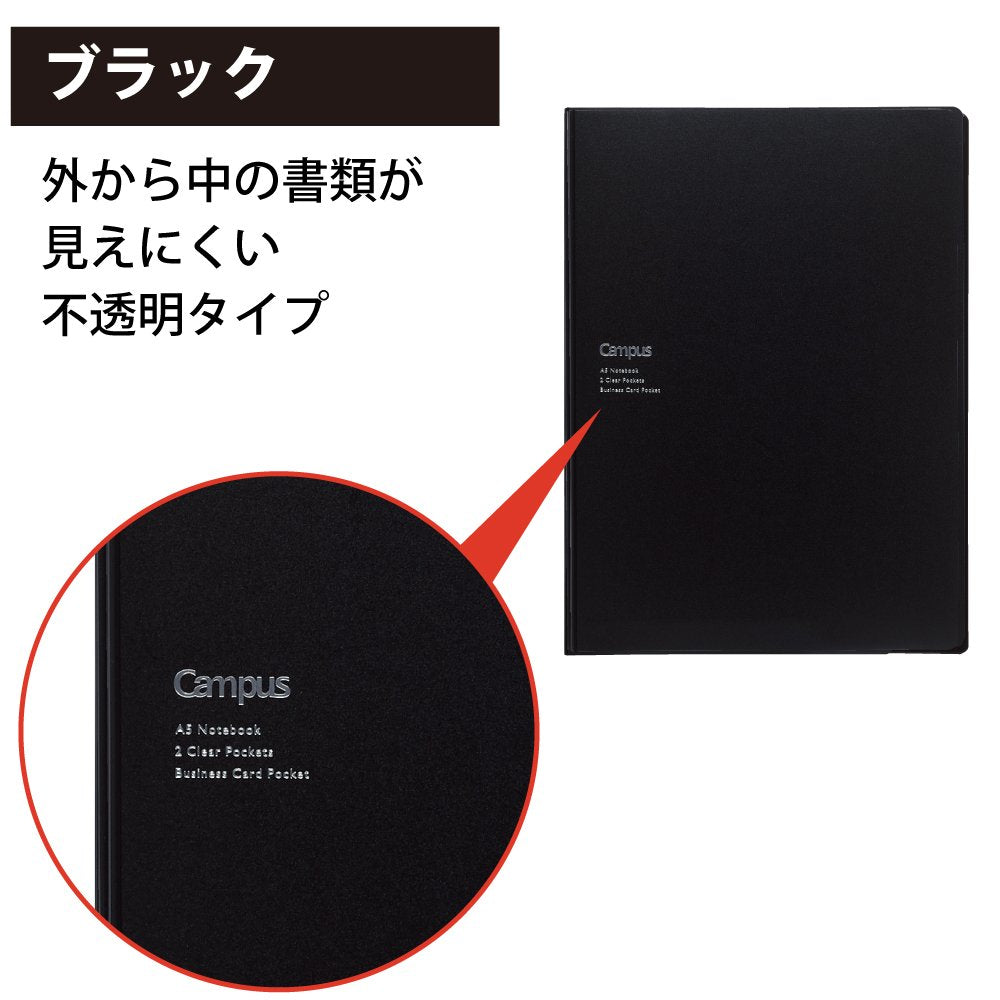KOKUYO Notebook Cover with Document File and Campus Notebook Included Black