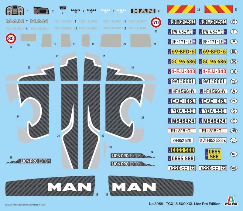 Italeri 1/24 MAN TGX XXL D38 Scale Model with New Parts and Decals
