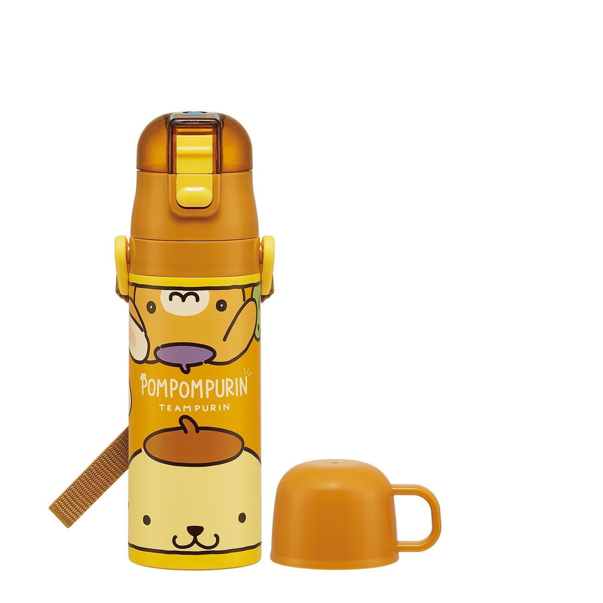 Skater 2WAY Water Bottle for Kids 470ml with Pom Pom Purin Design