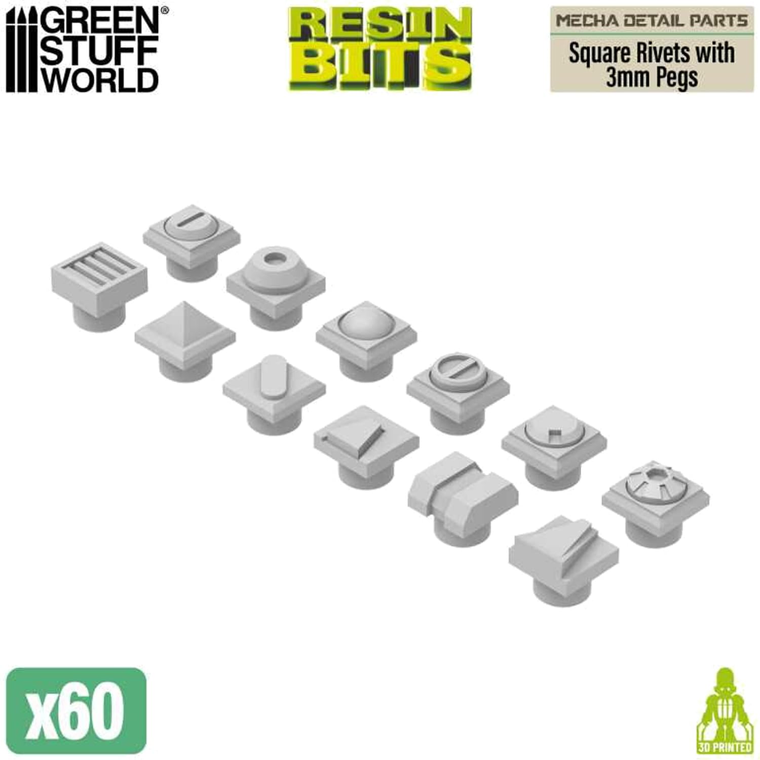 Green Staff World Model Detail Parts Set with 60 Rivets for Scale Models