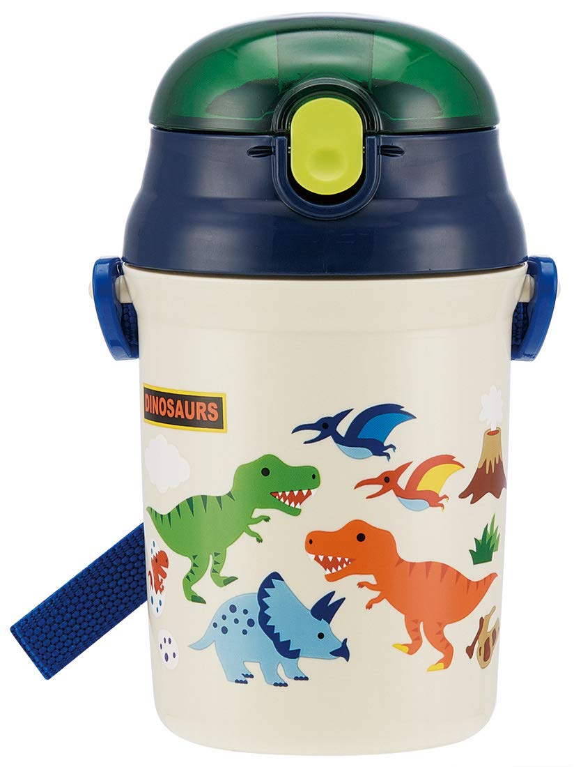 Skater Silicone Straw Bottle Dinosaur Design 340ml