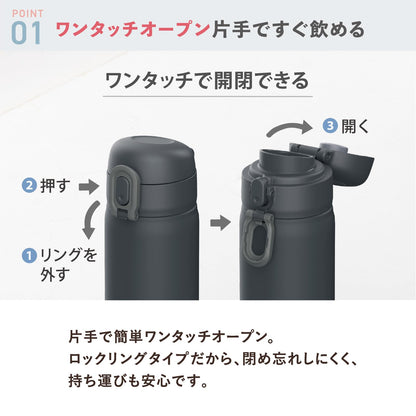 Peacock 500ml Insulated Water Bottle with One-Touch Lid