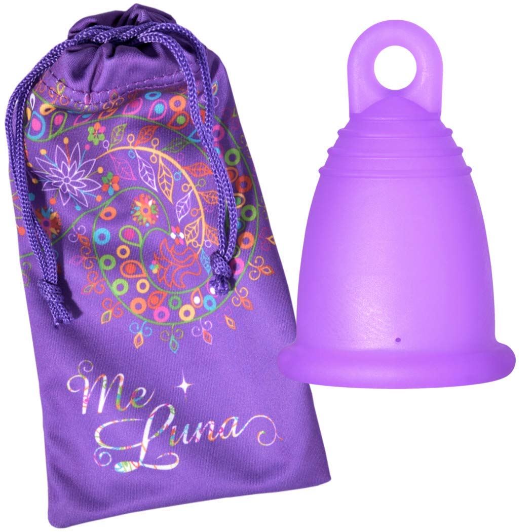 MeLuna Classic Menstrual Cup with Ring Handle XL Size Purple